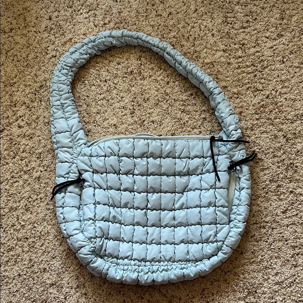 Light Blue Quilted Shoulder Bag Purse